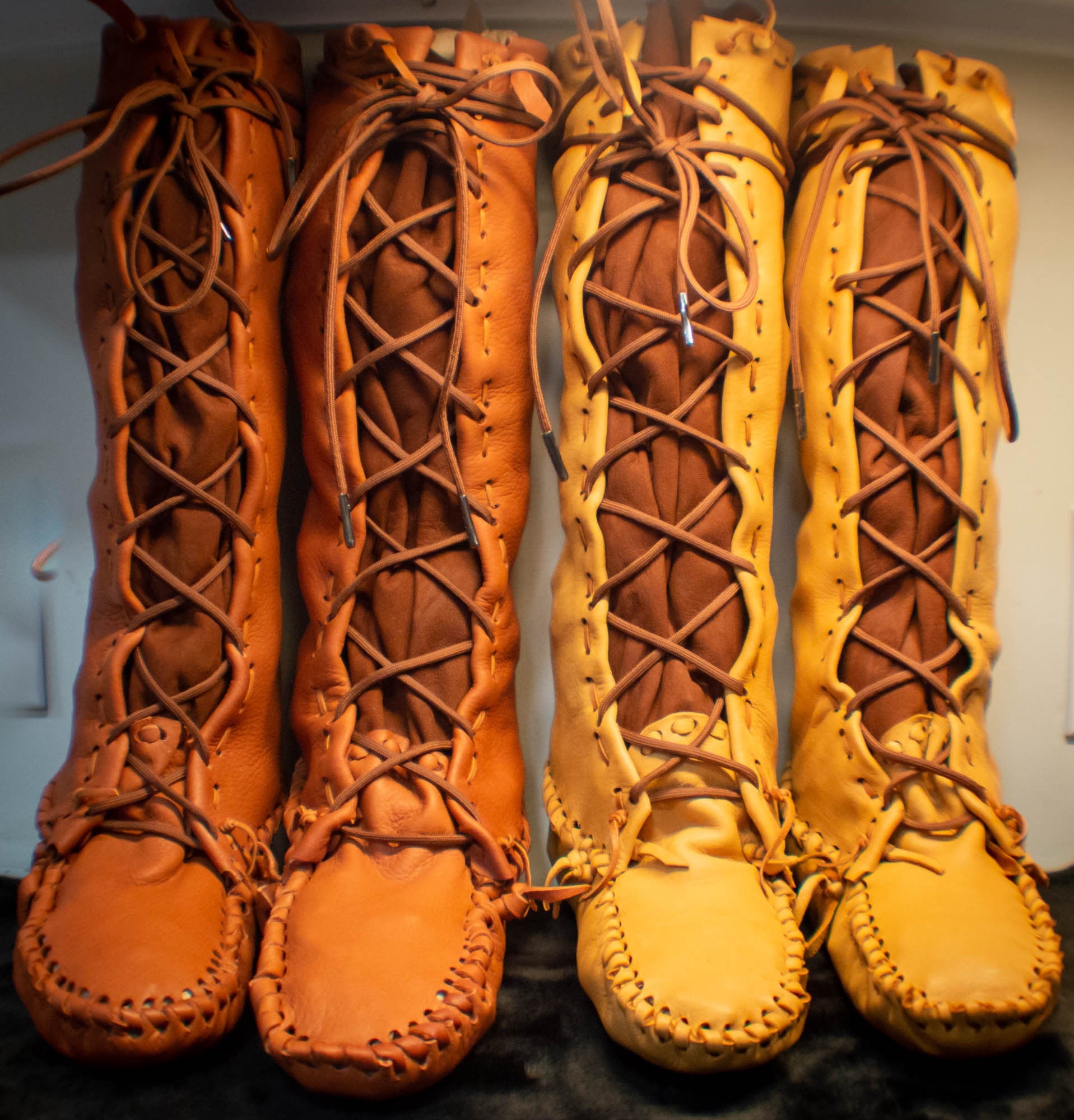 Handmade Leather Moccasin Boots Elkskin Buckskin Hunting pic