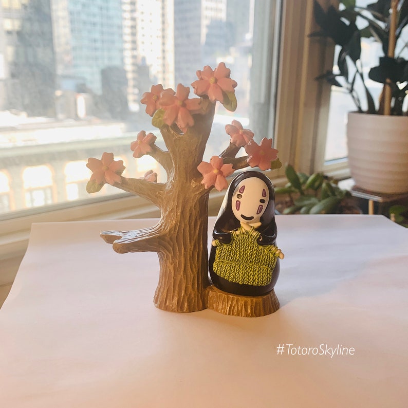 Spirited away no face man desk decoration mini figure toy knitting Cherry blossom Tree Garden Anime Gift Valentine edition image 6