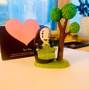 Spirited away no face man desk decoration mini figure toy knitting Cherry blossom Tree Garden Anime Gift Valentine edition image 7