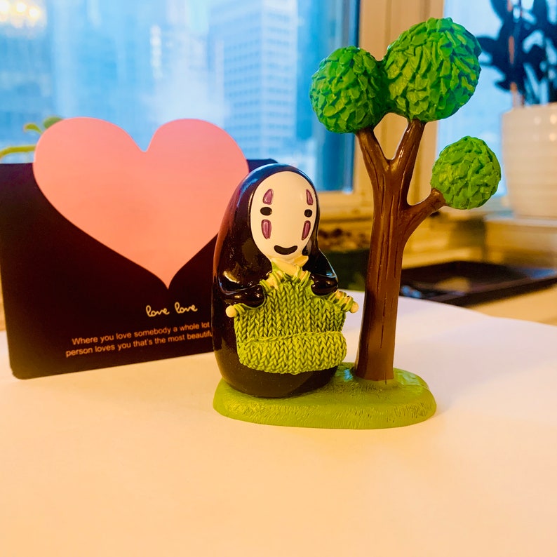 Spirited away no face man desk decoration mini figure toy knitting Cherry blossom Tree Garden Anime Gift Valentine edition image 7