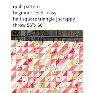 Quilt Pattern, Half Square Triangle HST Beginner Friendly Easy, Throw