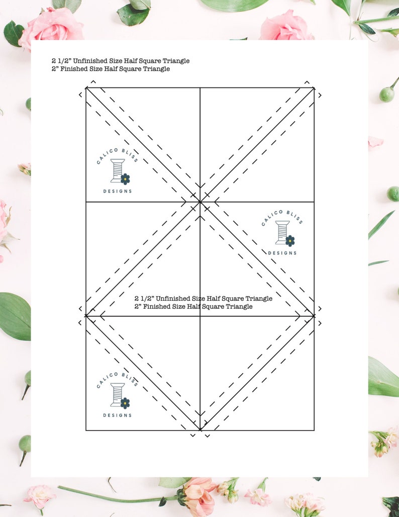 2 Finished Half Square Triangle HST Pattern With Directions - Etsy