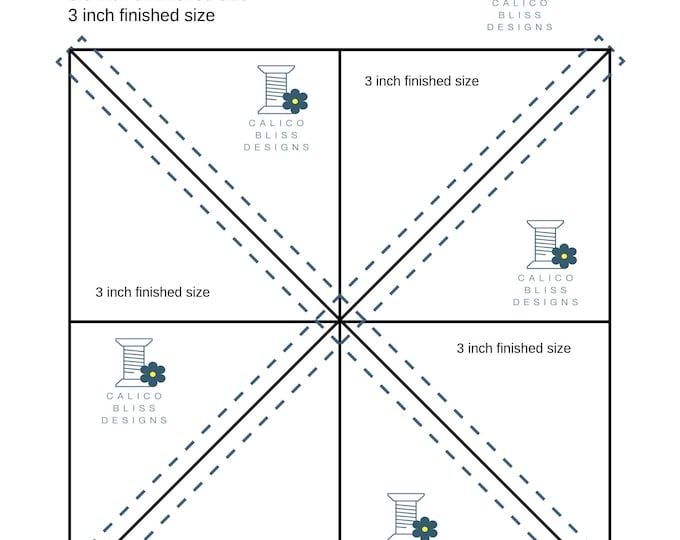 3" Finished Half Square Triangle (HST) Pattern with directions