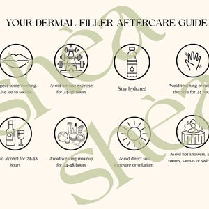 Dermal Fillers Aftercare Card | Pflegeanleitung nach der Behandlung für Lippen-, Wangen- und Jawline-Füllstoffe | Kundenkarte für ästhetische Praxen