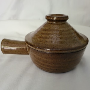 Vintage Ceramic Handmade Small Saucepot Stoneware Soup Bowl