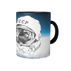 Space Dog Laika Coffee Mug Cup Russian Russia Russian Dog Astronaut Space Cosmonaut Gift Idea