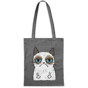 Grumpy Cat II Fabric Shopping Bag Cats Cat Gatto Love Gamer Games Gaming Nerd Admin Science Computer Scientist
