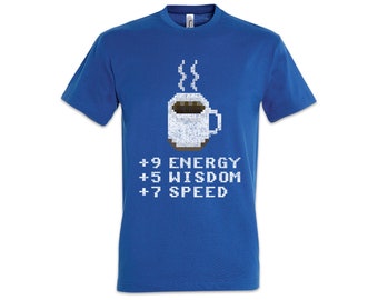 Pixel Coffee Herren T-Shirt Planescape Fun and Pen Paper role-playing Game Gamer Nerd Geek Player Gaming Larp RPG MMORPG Fun Kaffee Koffein