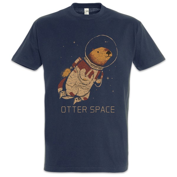 Otter Space Herren T-Shirt Fischotter Geek Nerd Astronaut Cosmonaut Weltraum Planeten Planet Space Station Cosmos Kosmos Walk UFO