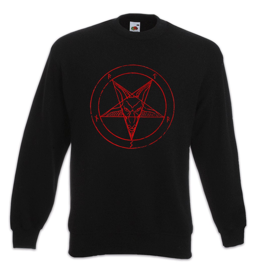 Sweat à Capuche Satanique Gothique – Motif Pentagramme, Croix Inversée – Coupe Classique, 241 G – Pour Style Alternatif