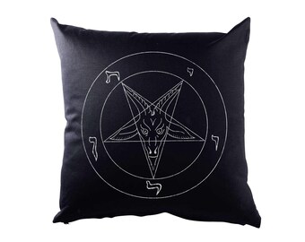 Sigil Of Baphomet Taie d'oreiller Beast Aleister Pentagram Religion 666 Satan Devil Crowley Satanism Satanisme Pentacle Lucifer