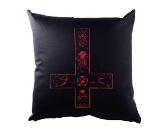 Satanic Cross Pillowcase Pillow Beast Aleister Pentagram Religion 666 Satan Devil Crowley Satanism Satanism Pentacle Cross Lucifer