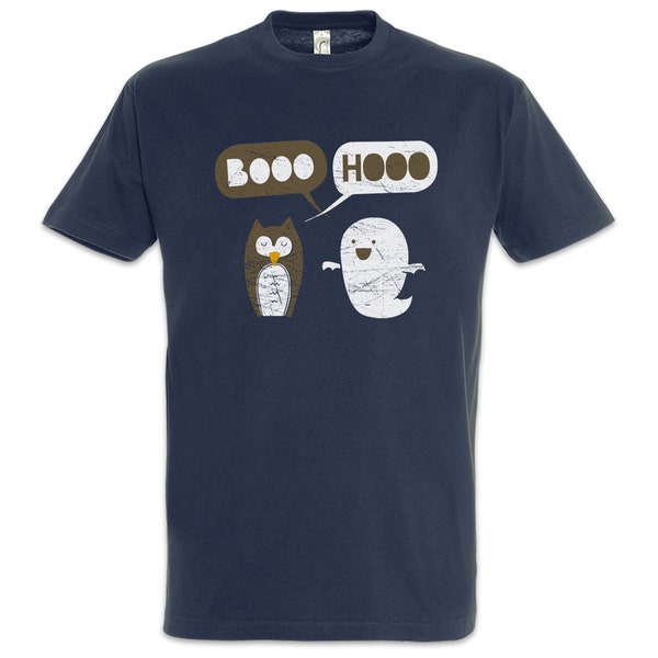 Booo Hooo Hommes T-Shirt Spectre Barbecue Geist Ghost esprit spirito fantasma Owl Eule Uhu chouette Fun Geek Nerd