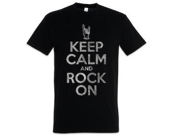 Keep Calm And Rock On Men T-Shirt Mano cornuta corna Hard Rock Faust Sign Hand Symbol Logo Fun Music Musik Metaler Devil horns Wacken WOA