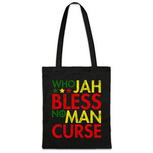 Who Jah Bless No Man Shopper Shopping Cotton Bag Rasta Music Jah Babylon Rastafari Bob Reggae Marley Jamaica Haile Selassie Ethiopia african