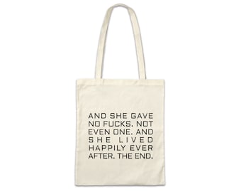 And She Gave No Fucks Tote Bag Shopping Bag Fun Zero 0 Fuck I don't give a Geek Nerd Gift