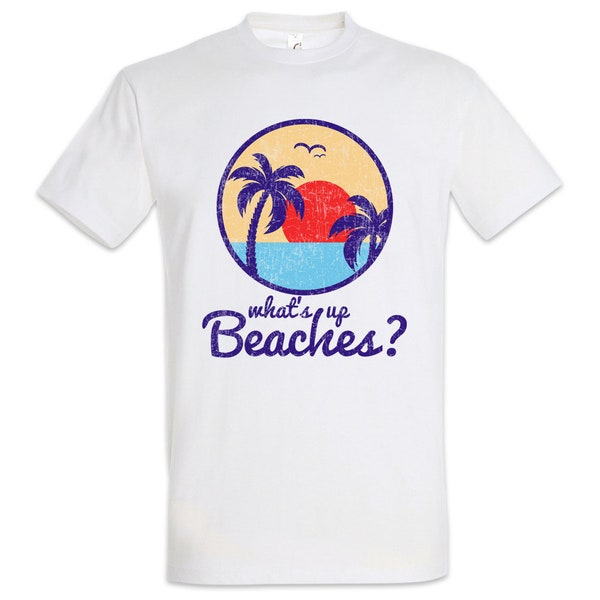 What's Up Beaches II Men T-Shirt Surfer Surfen Surfing Sea Strand Beach Bar and Grill Tiki Wave Waves