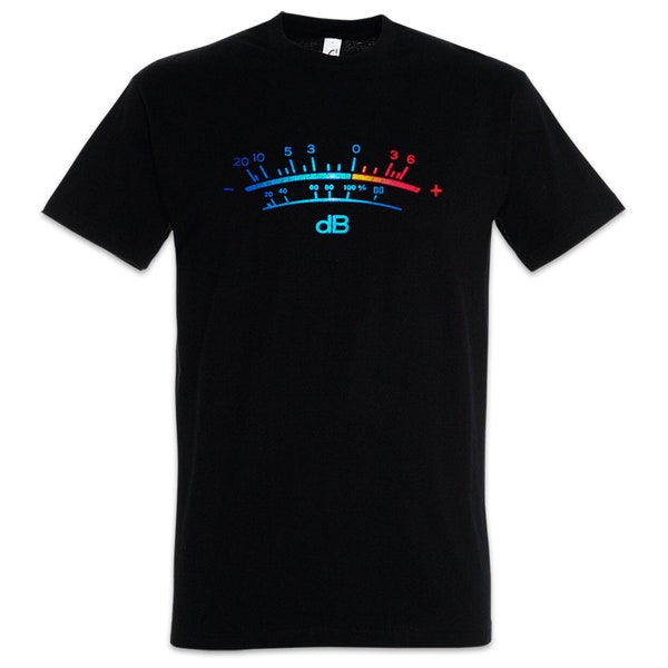 DB Meter II Herren T-Shirt Decibel Music Bass Retro Radio Cassette Tape Techno Record Vinyl Stereo Musik Recorder Studio Recording Producer