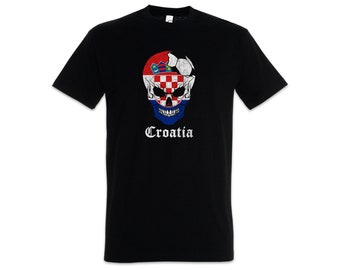 Croatia Football Skull I Men T-Shirt Croatian Fußball Fussball Komet Soccer Football Asteroid Wm Em European World Championship