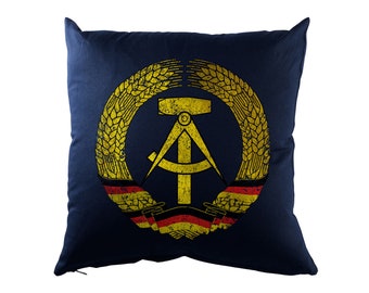 DDR symbol flag cushion cover cushion cushion wall Honecker Ossi Trabbi cult retro logo Sachse Wall Ostzone  hammer compass Ostalgie logo