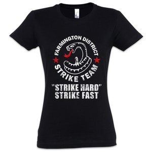 Strike Team Shield Damen T-Shirt The File Farmington PD P.D. Vic Snake Card Shield Kobra Karte Carte Schlange Cobra Mackey Police TV