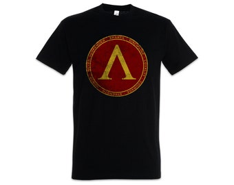 Sparta Herren T-Shirt Poleis Polis Spartaner Spartiaten Never Surrender Discipline Honor Strength Courage Logo Insignia Zeichen 300 Leonidas