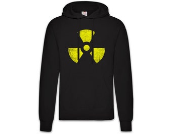 Black Radioactive Vintage Symbol Hoodie Kapuzenpullover Goth Tbbt Cyber Hardcore Logo Gothic Fallout Nuclear Sign Radioaktiv Schild Nuklear