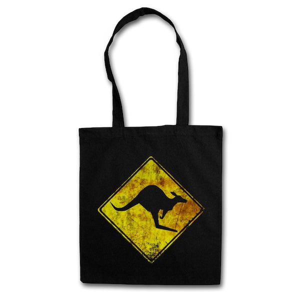 Kangaroos Crossing Vintage Logo Sign Réutilisable Pochette Sac De Courses Känguru Australia Australien Schild Symbol Logo Kangourou Symbole