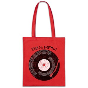 Vinyl 33 RPM Fabric Bag Shopping Bag Record Club Disco Retro Music Turntable Phonograph Record Player Turntable DJ MC Collector Disc