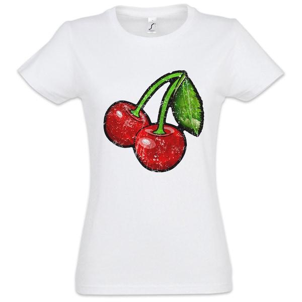 Oldschool Cherries Vintage Logo II Femme T-Shirt Cherry Rockabilly Tattoo Kirschen cerise Cerises Tattoo