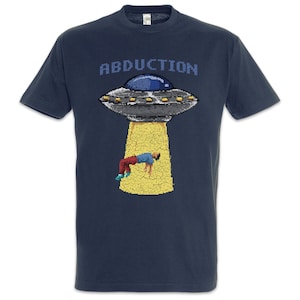 Abduction UFO Men T-Shirt Gamer Gaming Games Pixel Retro Bit Geek Nerd Fun Ufo Alien Sign Symbol Flying Saucers Vril 12 Grey Area TR3B 51
