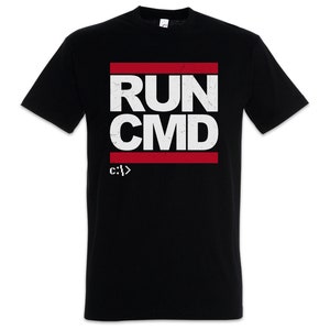 Run Cmd Men T-Shirt DMC Hacker Informatik Computer science Ausfüren Nerd Mr. fsociety Robot informatique