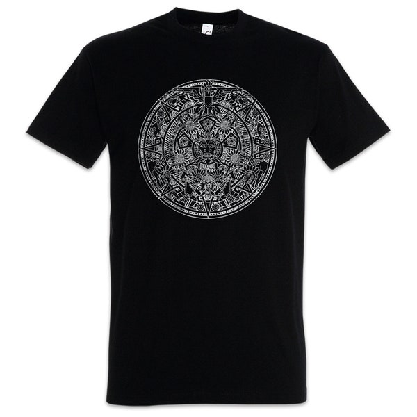 Aztec Mandala Herren T-Shirt Azteken Indians American Mayans Maya Aztec Inca Inka Sign Calendar Mexico America Kalender Geschenk