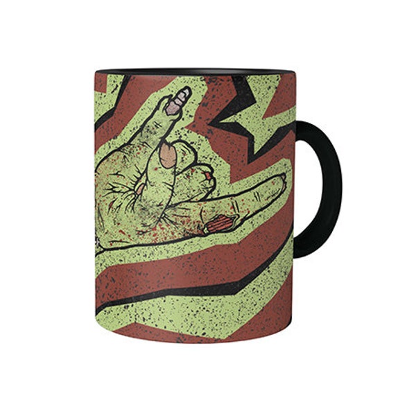 Zombie Metal Fist Tasse à café Hard Rock Sign Hand Zombie Fun Devil Horns Metal Hand Music Festival Drummer Singer Band Idée cadeau