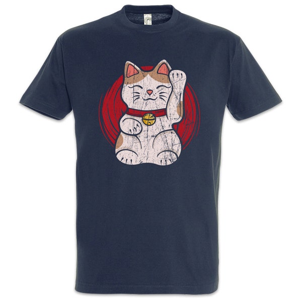 Maneki Neko V Men's T-Shirt Winkekatze Manekineko Cat Beckoning Cat Chat Asia Asian Asian Asia Love Love Addicted Addiction Japan