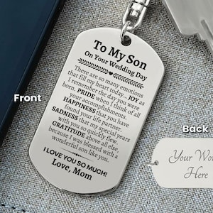 Groom Gift from Mom, To My Son on Your Wedding Day, Son Wedding Day Gift, Gift for Son on Wedding Day, Son Wedding Keychain from Mom