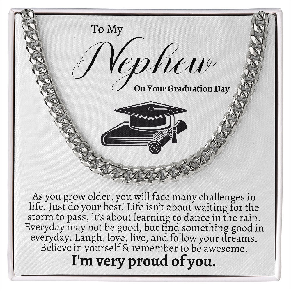 Nephew Graduation Gift, Cuban Chain, Graduation Gift for Nephew From