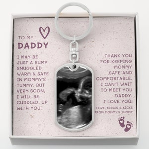 First Time Dad Gift, New Dad Gift, Father&#39;s Day Gift from Baby Bump, Ultrasound Gift, Pregnancy Photo Keychain, Personalized Photo Keychain