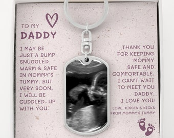 Regalo per la prima volta per papà, regalo per il nuovo papà, regalo per la festa del papà da pancione, regalo ad ultrasuoni, portachiavi fotografico per la gravidanza, portachiavi fotografico personalizzato