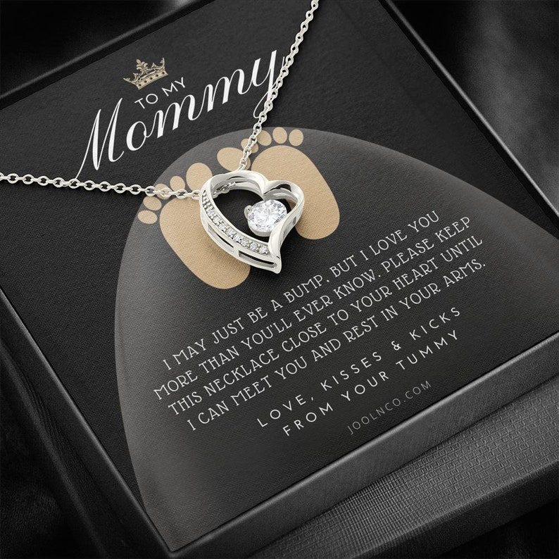 Mom to be gift | New Mommy Gift Necklace | Pregnant Wife Gift | I May Just Be A Bump | To mummy from bump | To Mommy to be | Heart Jewelry image 2