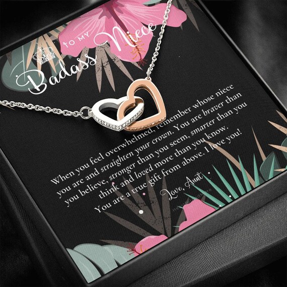 To My Badass Niece Straighten Your Crown Necklace Aunt Niece