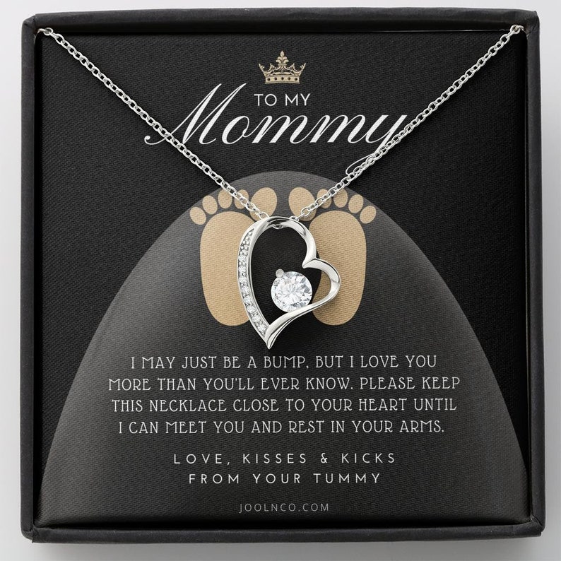 Mom to be gift | New Mommy Gift Necklace | Pregnant Wife Gift | I May Just Be A Bump | To mummy from bump | To Mommy to be | Heart Jewelry image 1