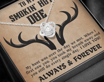 Colar To My Smokin Hot Doe para esposa, presente de dia dos namorados para esposa, presente de aniversário para esposa, presente de alma gêmea, presente de caçador para esposa