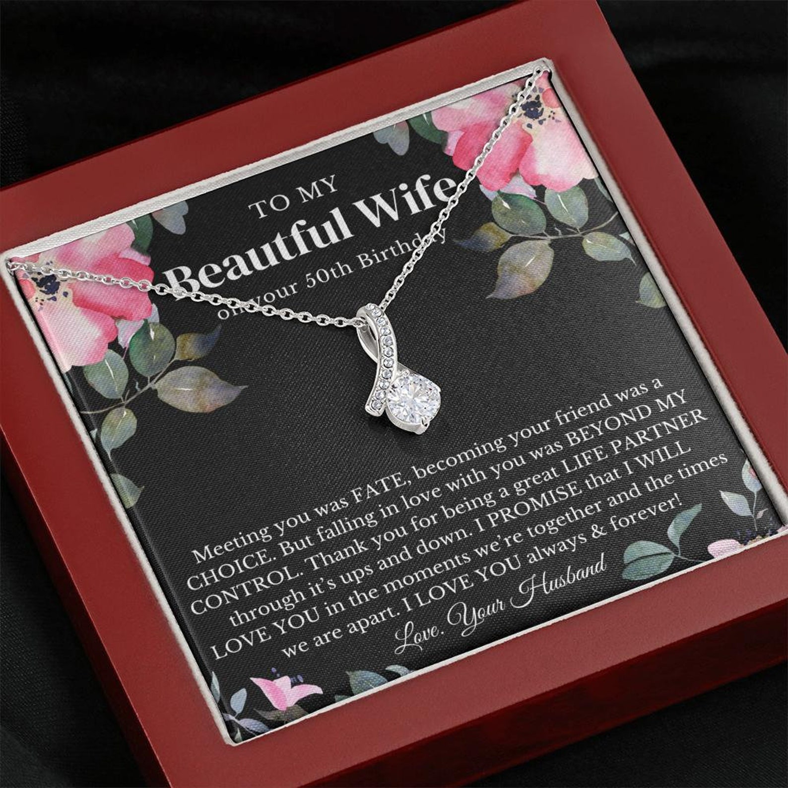 Meaningful Wife 50th Birthday Gift Necklace Gift for Wife Etsy UK