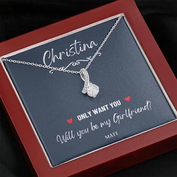 Valentine Necklace For Girlfriend, Will You Be My Girlfriend Gift