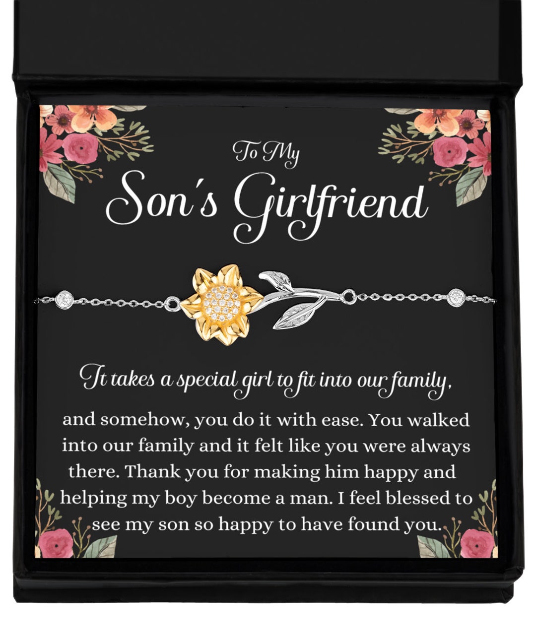 Sons Girlfriend Gift Sunflower Bracelet Meaningful Gift