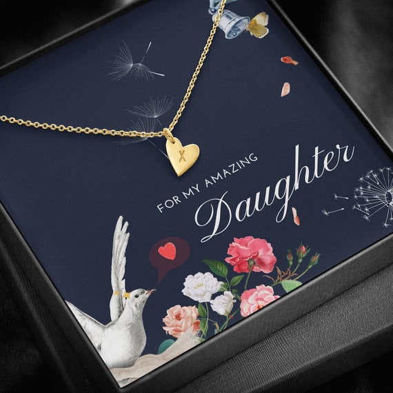 Gift for Daughter Initial Necklace Silver 925 Gold Daughter