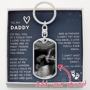 Daddy to Be Gift, Christmas Gift from Baby Bump, Ultrasound Photo Keychain, Pregnancy Photo Keychain, Baby to Dad Gift, Gift for New Dad