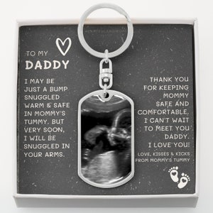 First Time Dad Gift, New Dad Gift, Father&#39;s Day Gift from Baby Bump, Ultrasound Gift, Pregnancy Photo Keychain, Personalized Photo Keychain