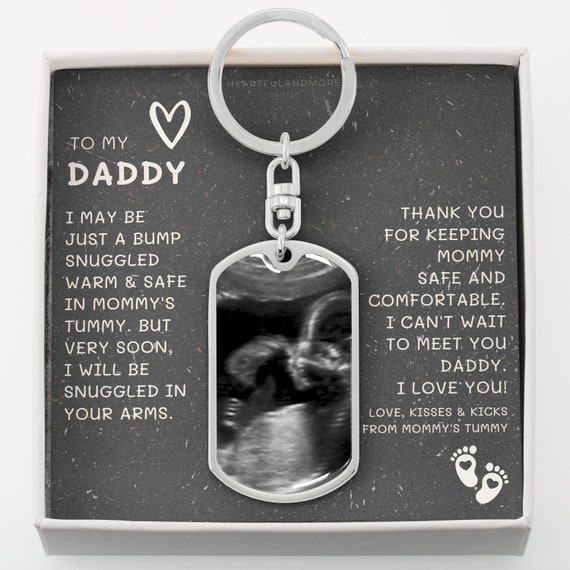 First Time Dad Gift, New Dad Gift, Father's Day Gift from Baby Bump, Ultrasound Gift, Pregnancy Photo Keychain, Personalized Photo Keychain